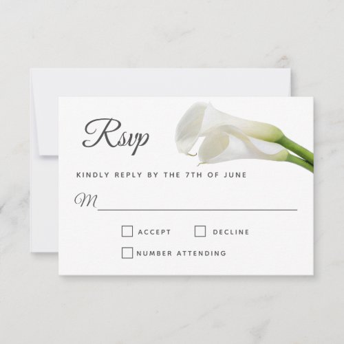White Calla Lilies Floral Wedding RSVP