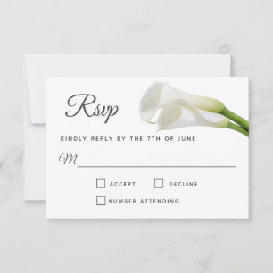 White Calla Lilies Floral Wedding RSVP Card