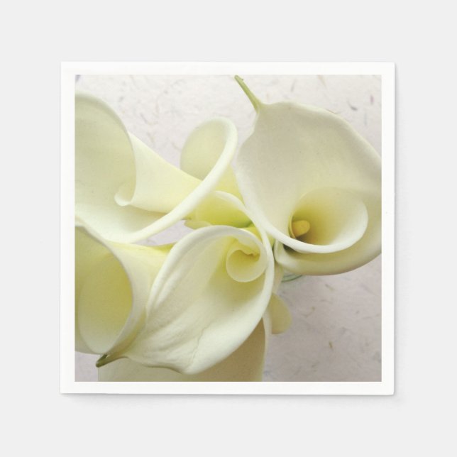 White calla lilies from above paper napkins (Front)