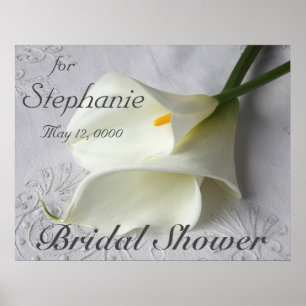 White calla lilies on linen poster