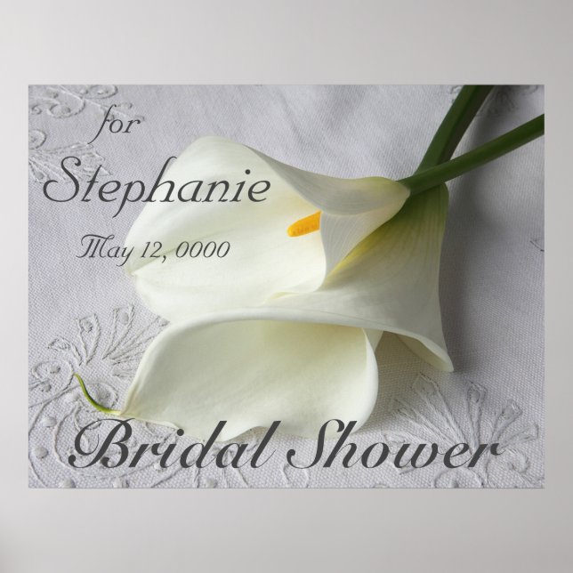 White calla lilies on linen  poster (Front)