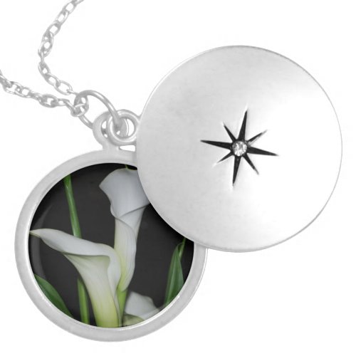 White Calla Lilies Silver Plated Necklace