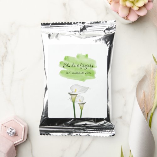 White Calla Lilies Watercolor Wedding   Coffee Drink Mix