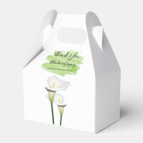 White Calla Lilies Watercolor Wedding Favor Boxes