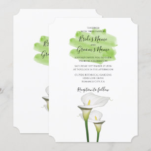 White Calla Lilies Watercolor Wedding Invitations