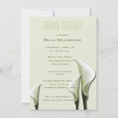 White Calla Lillies Bridal Shower Invitation