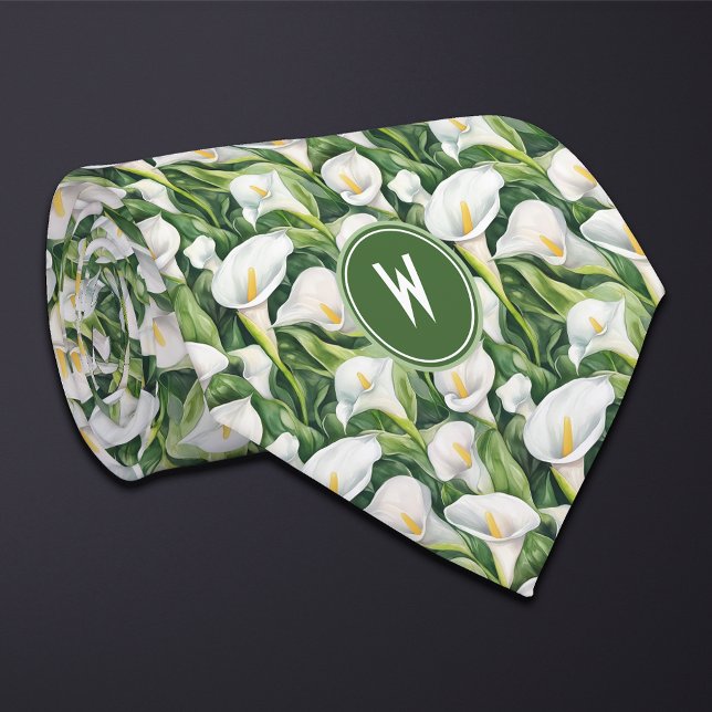 White Calla Lillies Floral  Neck Tie (Creator Uploaded)