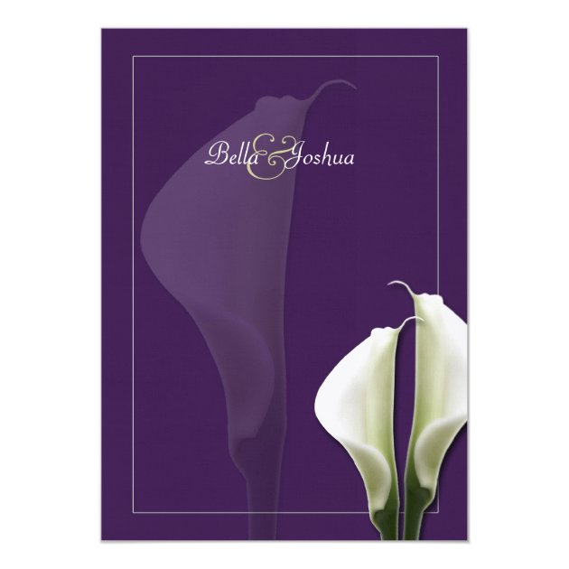 White Calla Lillies Wedding Invitation On Purple