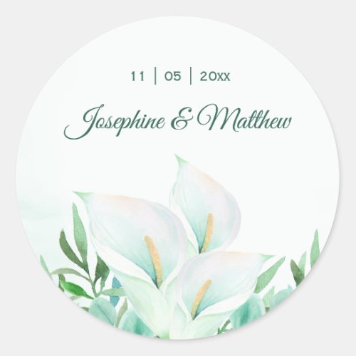 White Calla Lilly Floral Wedding Stickers