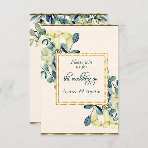 White Calla Lily and Eucalyptus  Save The Date