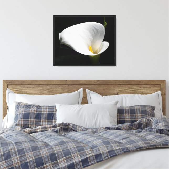 White Calla Lily Bloom Floral Canvas Print (Insitu(Bedroom))