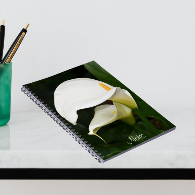 White Calla Lily Blooms Floral Notebook (In Situ)