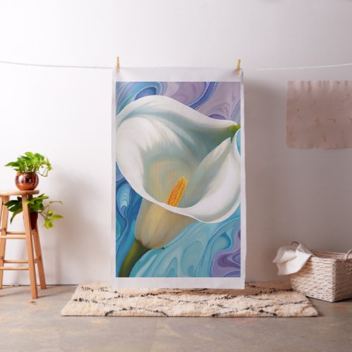 White Calla Lily Cheater Quilt Panel Fabric