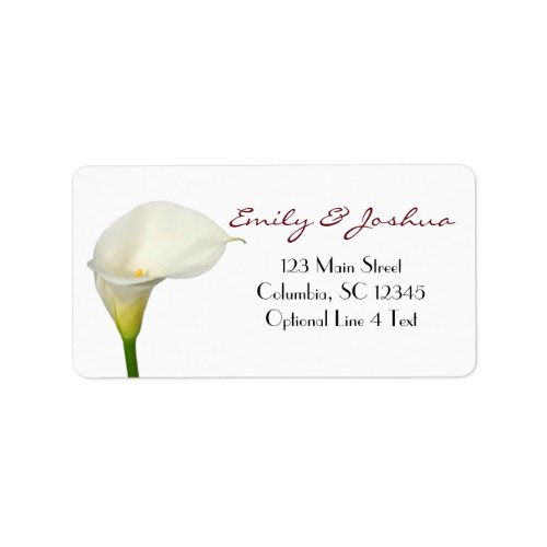 White Calla Lily Custom Address Label