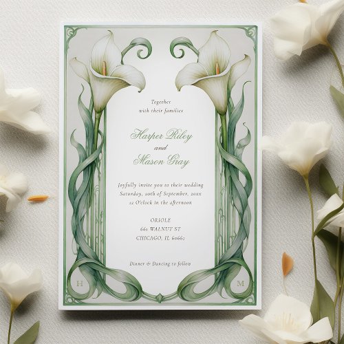 White Calla Lily Elegance Wedding Invitation