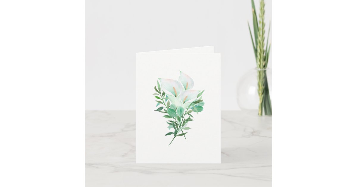 White Calla Lily Elegant Floral Note Card | Zazzle