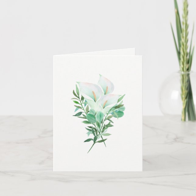 White Calla Lily Elegant Floral Note Card (Front)