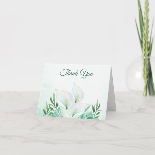 White Calla Lily Elegant Thank You Card (Front)