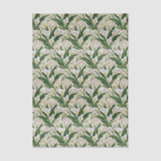 White Calla Lily Embroidery Floral Pattern Tissue Paper