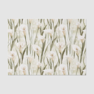 White Calla Lily Floral Bridal Shower Tissue Paper