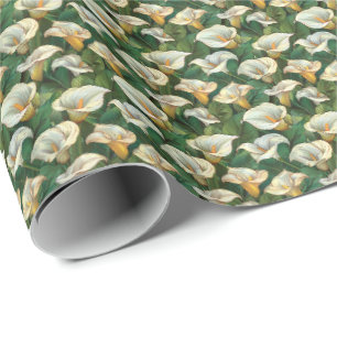 White Calla Lily Floral Gift Wrapping Wedding Paper