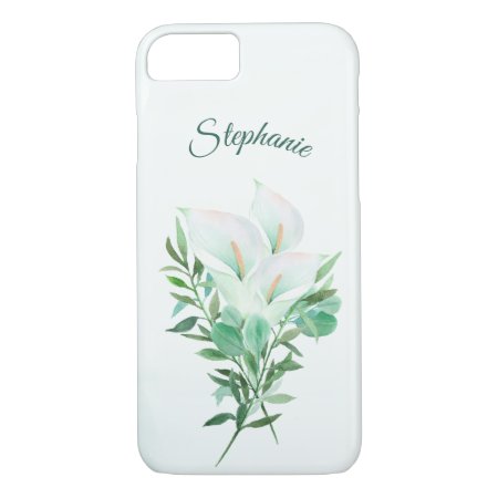 White Calla Lily Floral Personalized Watercolor Iphone 8/7 Case