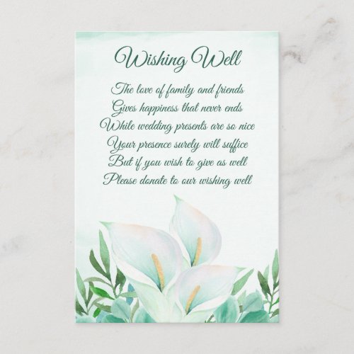 White Calla Lily Floral Wedding Wishing Well Cards
