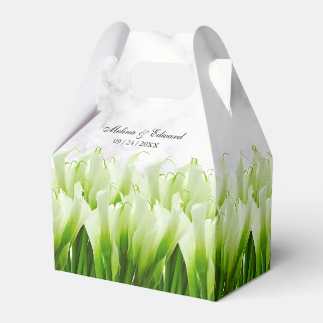 White Calla Lily Florals Wedding Favor Box (Front Side)