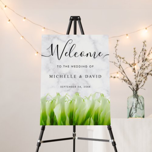 White Calla Lily Florals Wedding Welcome Sign