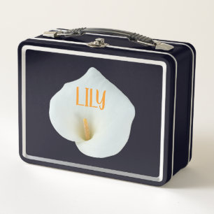 White Calla Lily Flower Backyard Garden Photo Metal Lunch Box
