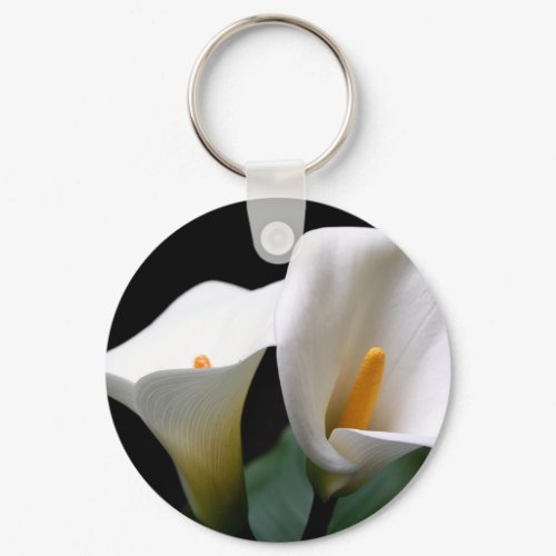 White Calla Lily Flower Keychain