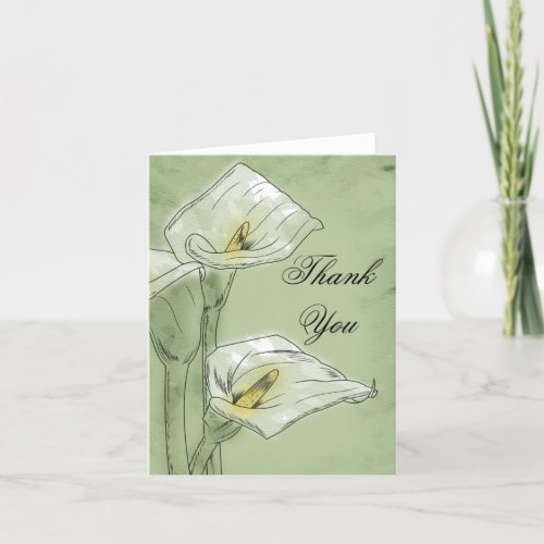 White Calla Lily Flower Thank You Card