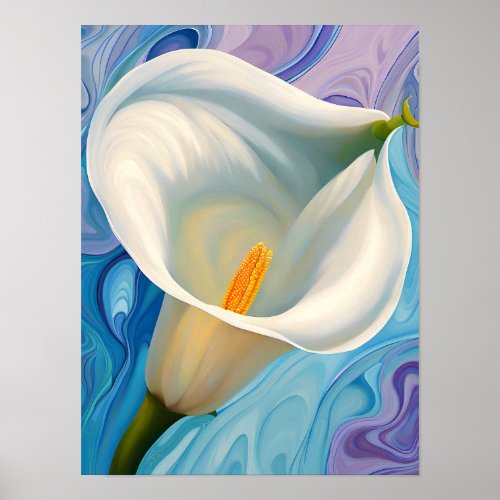 White Calla Lily in style of Georgia OKeeffe Poster