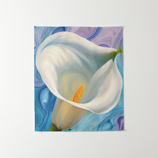 White Calla Lily in style of Georgia O'Keeffe Tapestry