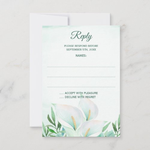 White Calla Lily Monogram Wedding Reply Cards