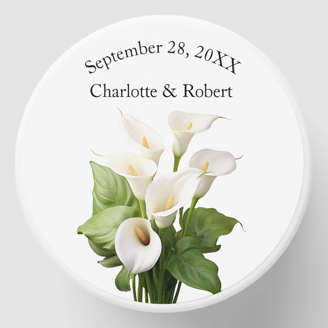 White Calla Lily Personalized Mini Candle Favors (Front)