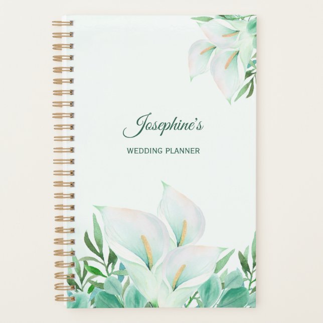 White Calla Lily Personalized Planner (Front)