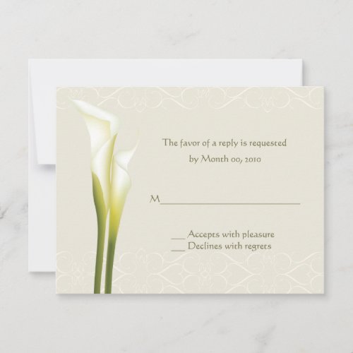 White Calla Lily Reply cards