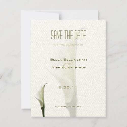 White Calla Lily Save the Date Announcement