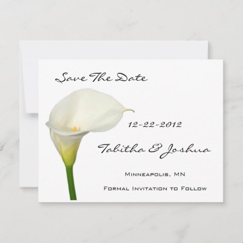 White Calla Lily Save The Date Cards