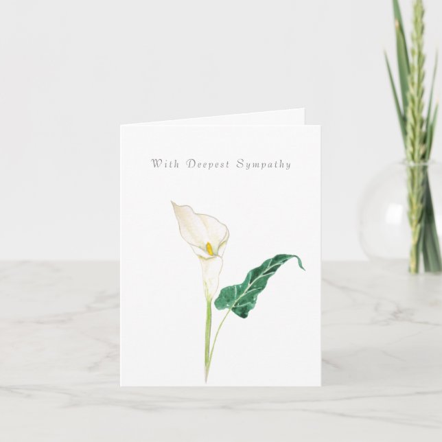 white calla lily Thinking Of You Sympathy Card (Front)