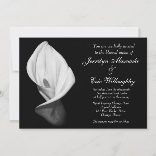 white calla lily wedding invitation
