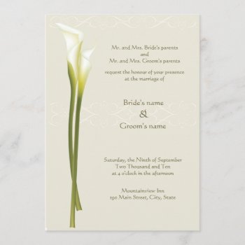 White Calla Lily Wedding Invitation by PMCustomWeddings at Zazzle