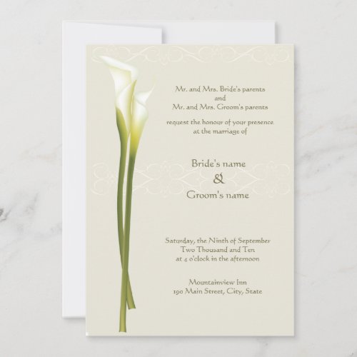 White Calla Lily Wedding Invitation