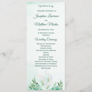 Calla Lily Wedding Programs Zazzle White Calla Lily Wedding Programs