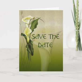 White Calla Wedding Save The Date Invitation by RainbowCards at Zazzle
