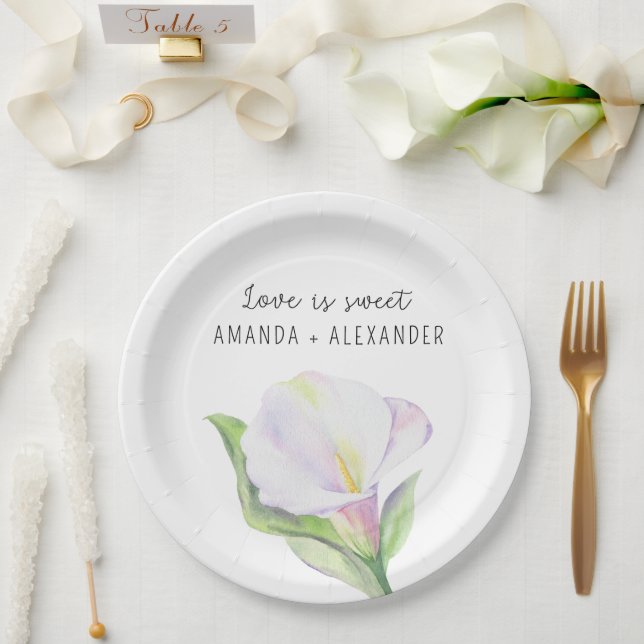 White calla - wedding shower candy paper plates (Wedding)