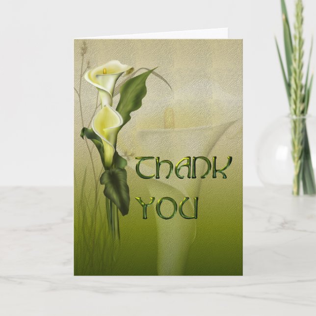 White Calla Wedding Thank You Card (Front)
