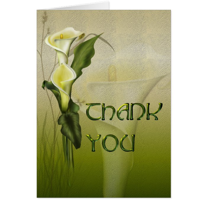 White Calla Wedding Thank You Greeting Card