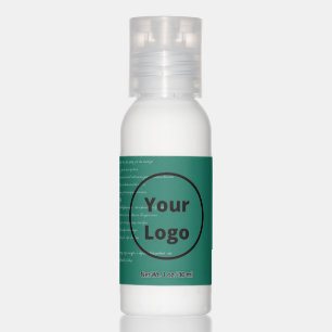 White calligraphic text on teal hand lotion